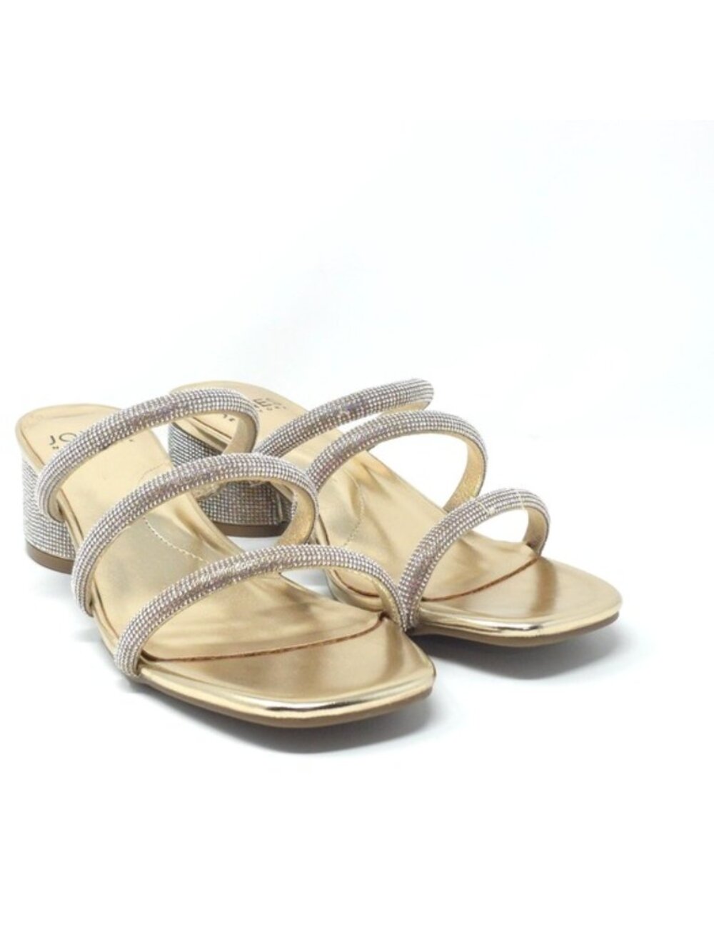 Jones New York Melly Gold Rhinestone Strappy Block Heel Sandals Size 9M - Picture 2 of 9